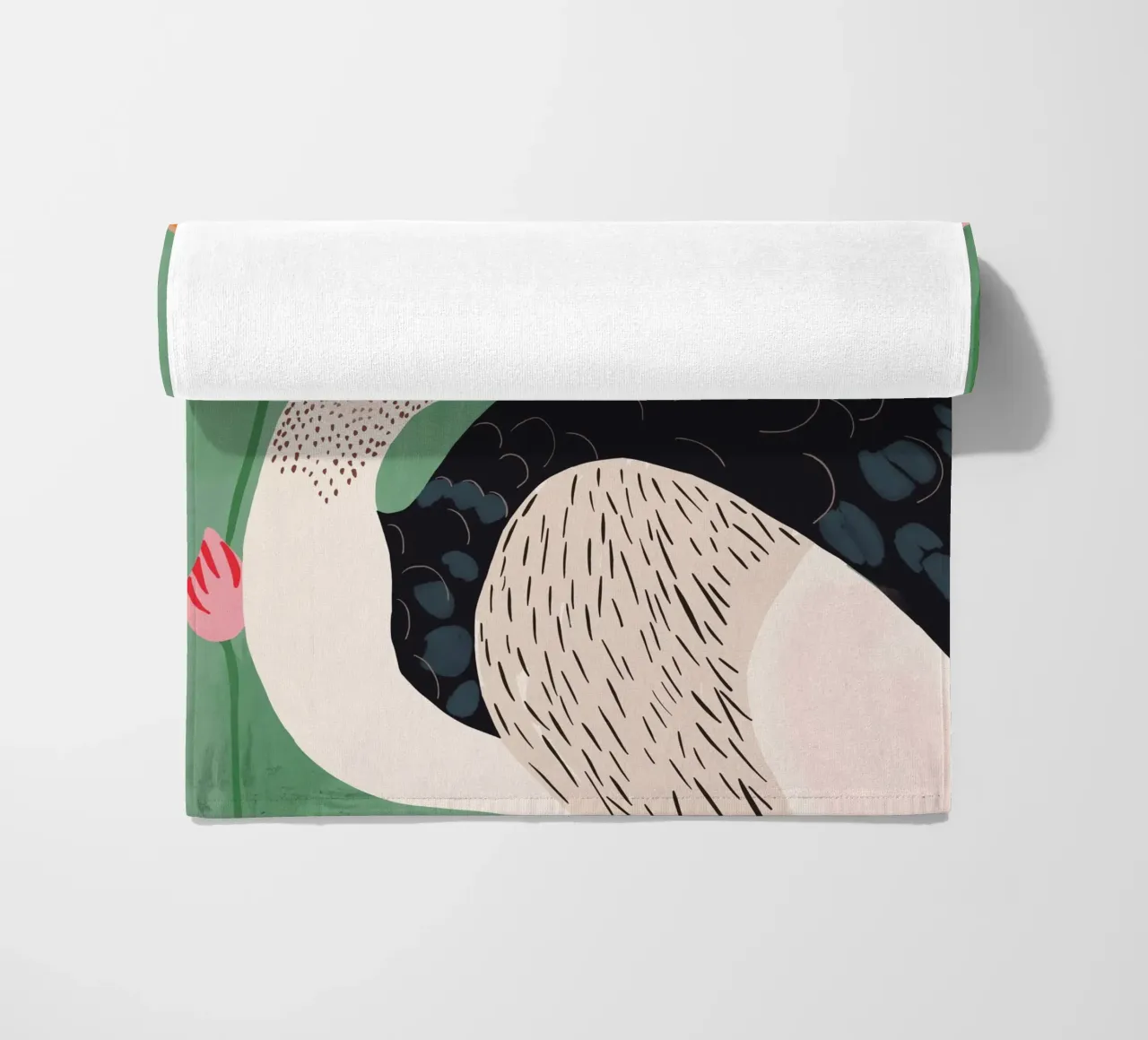 Cigno in fiori telo mare da ArtsySesta