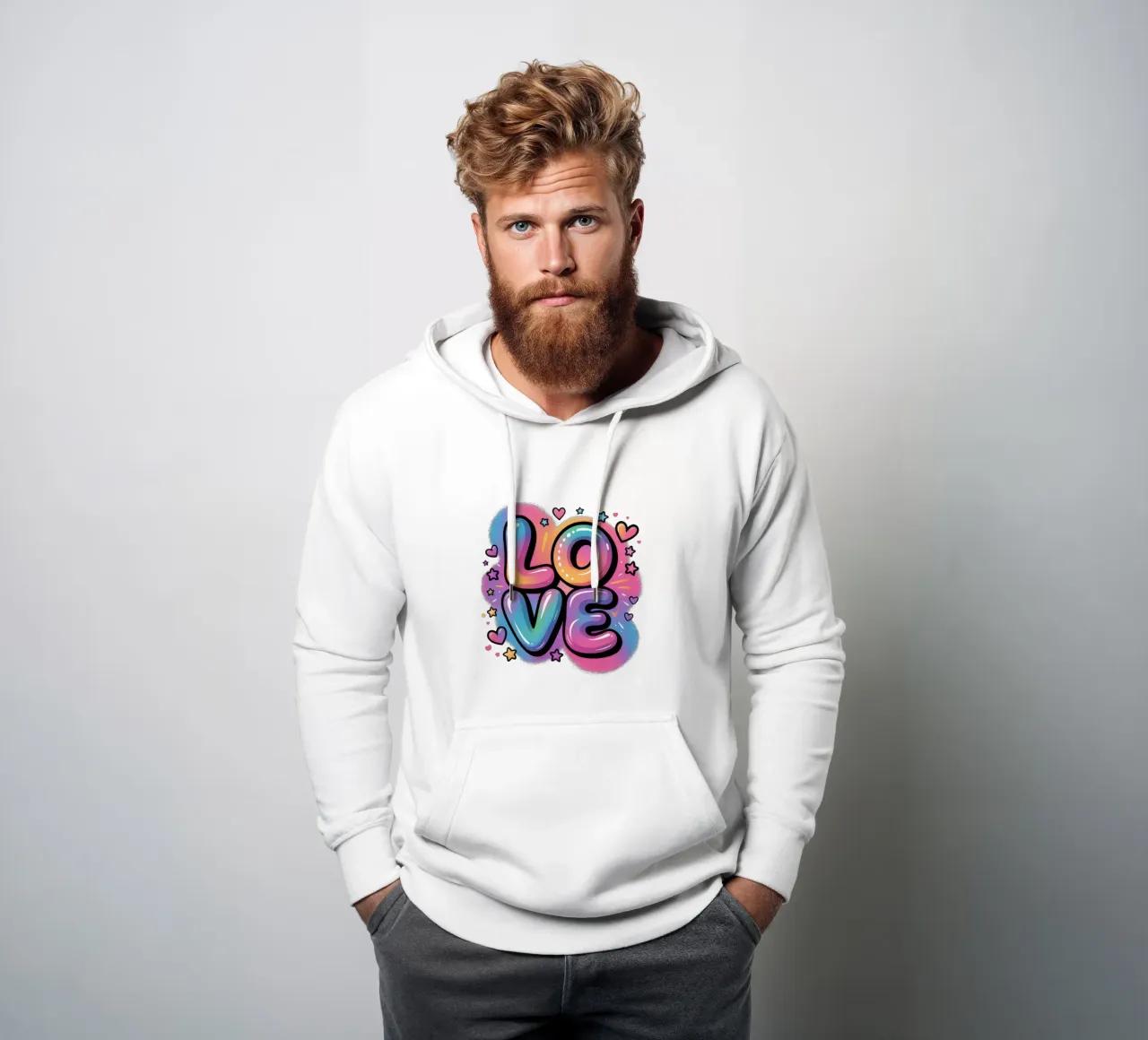 Amore acquerello pop art design, regalo per le ragazze felpa con cappuccio da RB-Quotes