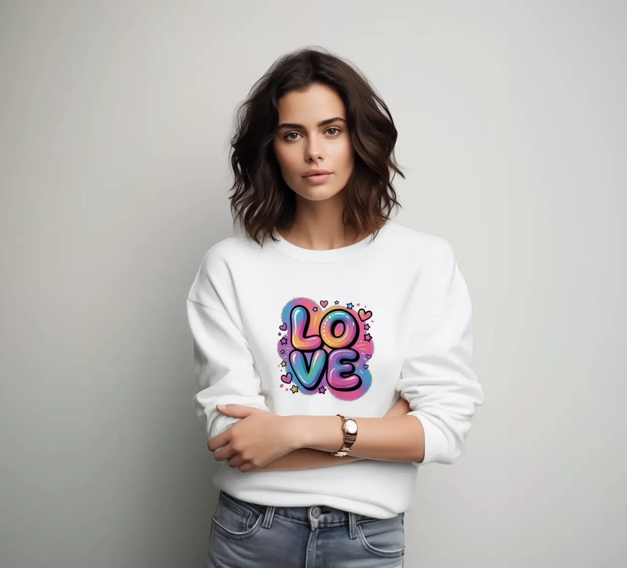 Amore acquerello pop art design, regalo per le ragazze felpa da RB-Quotes