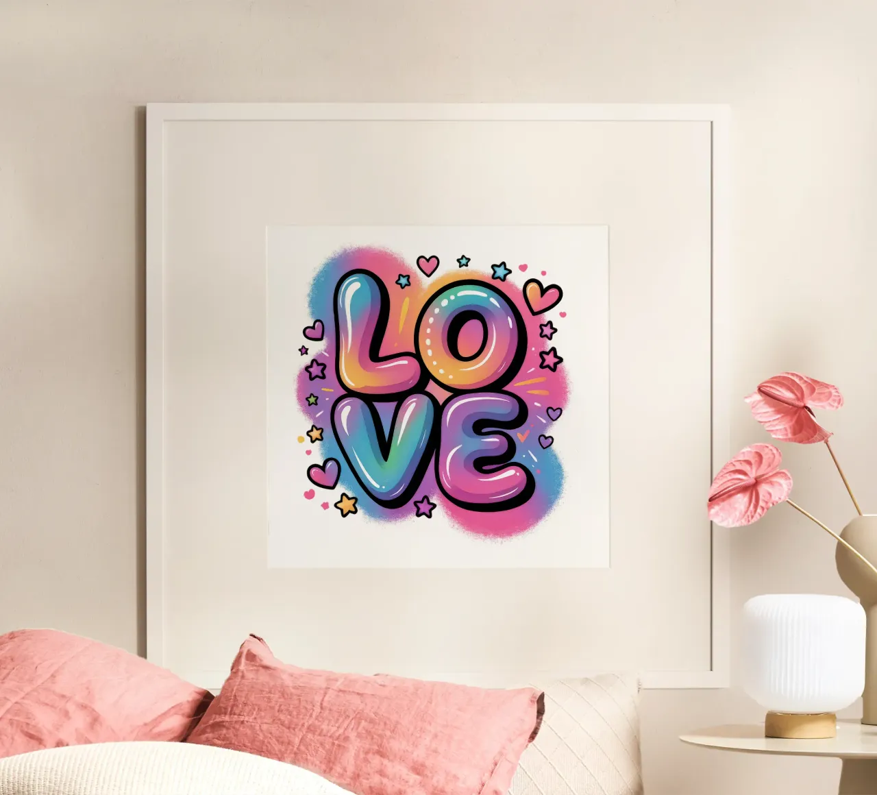 Amore acquerello pop art design, regalo per le ragazze poster da RB-Quotes