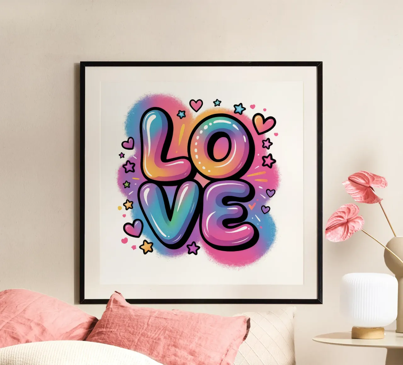 Amore acquerello pop art design, regalo per le ragazze poster da RB-Quotes