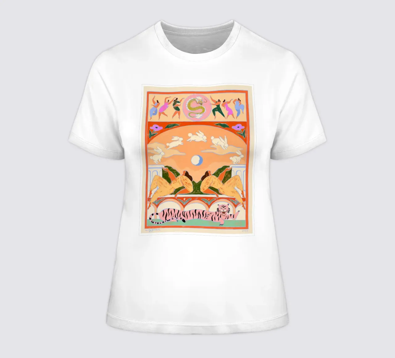 Rabbit Jumps Over The Moon t-shirt da donna da Arty Guava