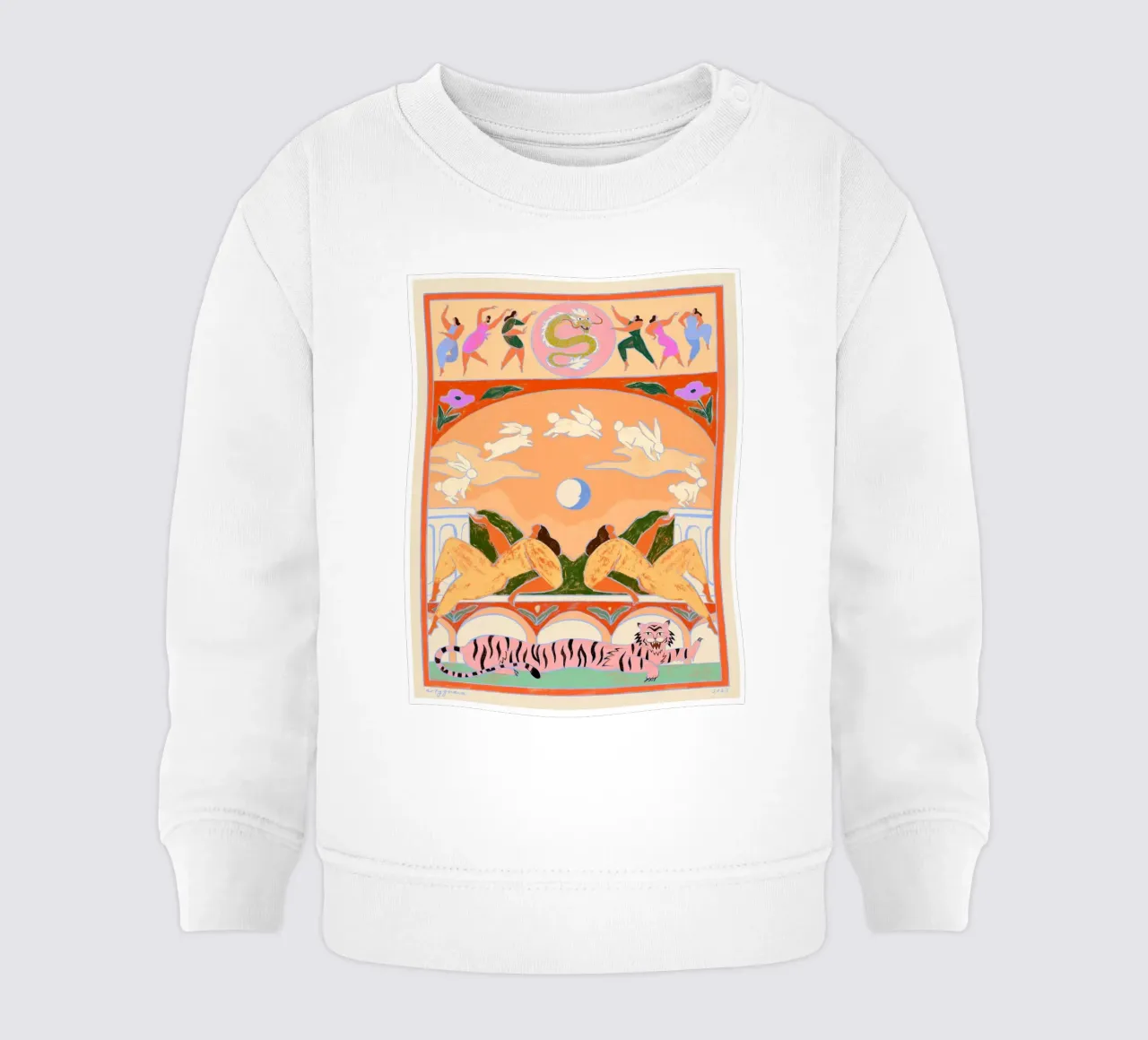 Rabbit Jumps Over The Moon felpa neonato da Arty Guava