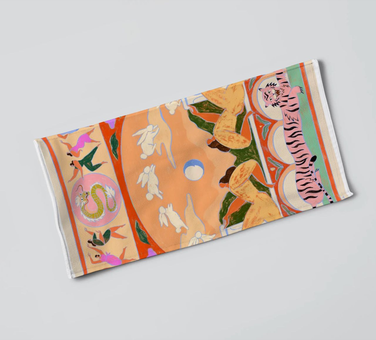 Rabbit Jumps Over The Moon Handtuch von Arty Guava