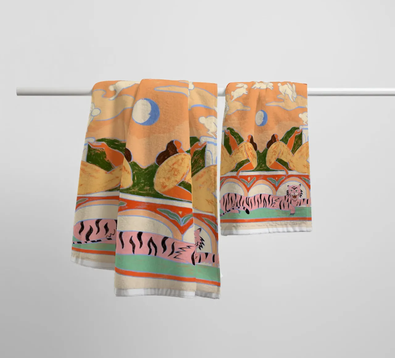 Rabbit Jumps Over The Moon serviette de bain de Arty Guava