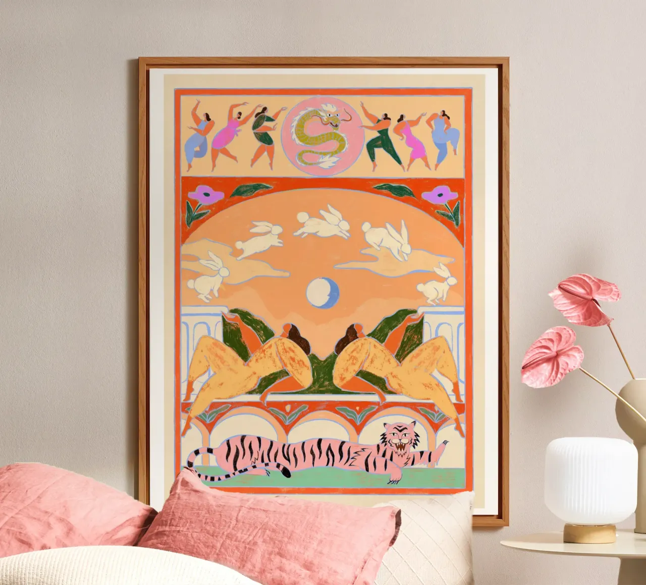Rabbit Jumps Over The Moon alluminio dibond da Arty Guava