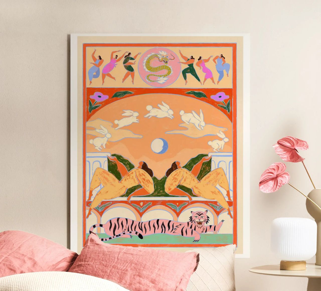 Rabbit Jumps Over The Moon alluminio dibond da Arty Guava