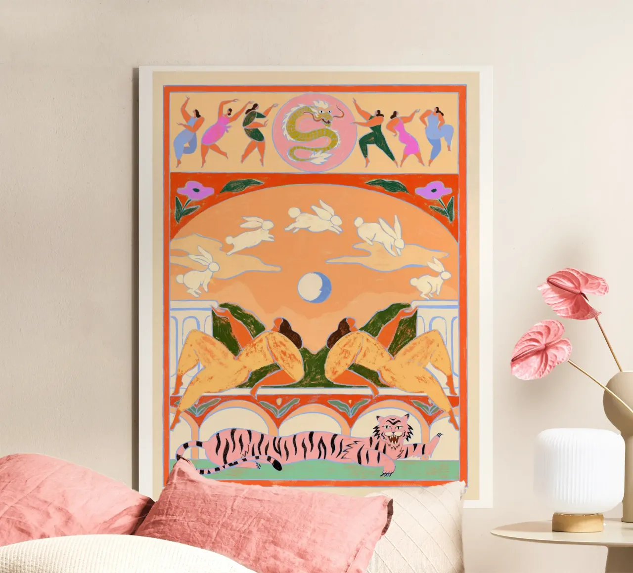 Rabbit Jumps Over The Moon alluminio dibond da Arty Guava