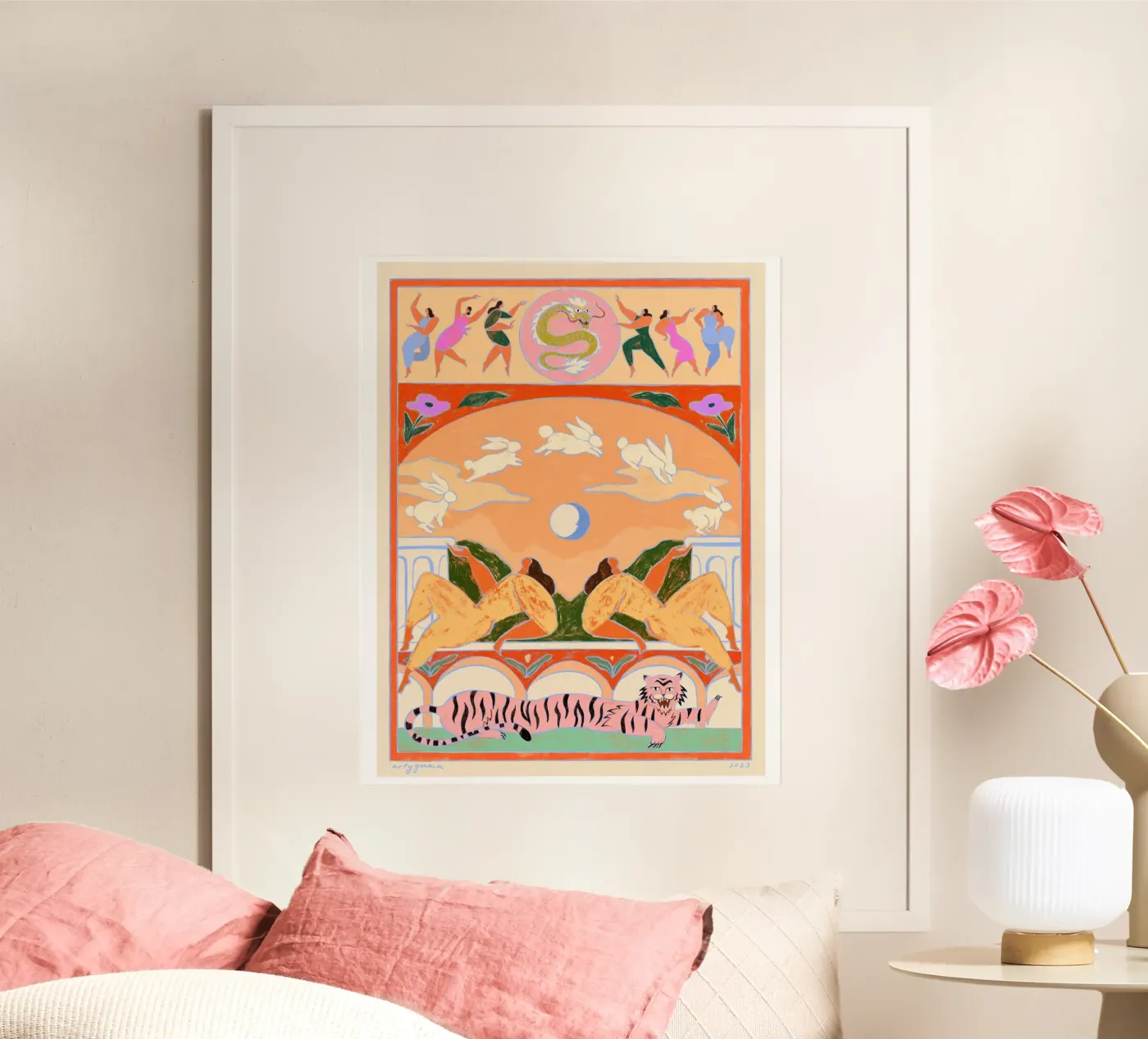 Rabbit Jumps Over The Moon poster de Arty Guava