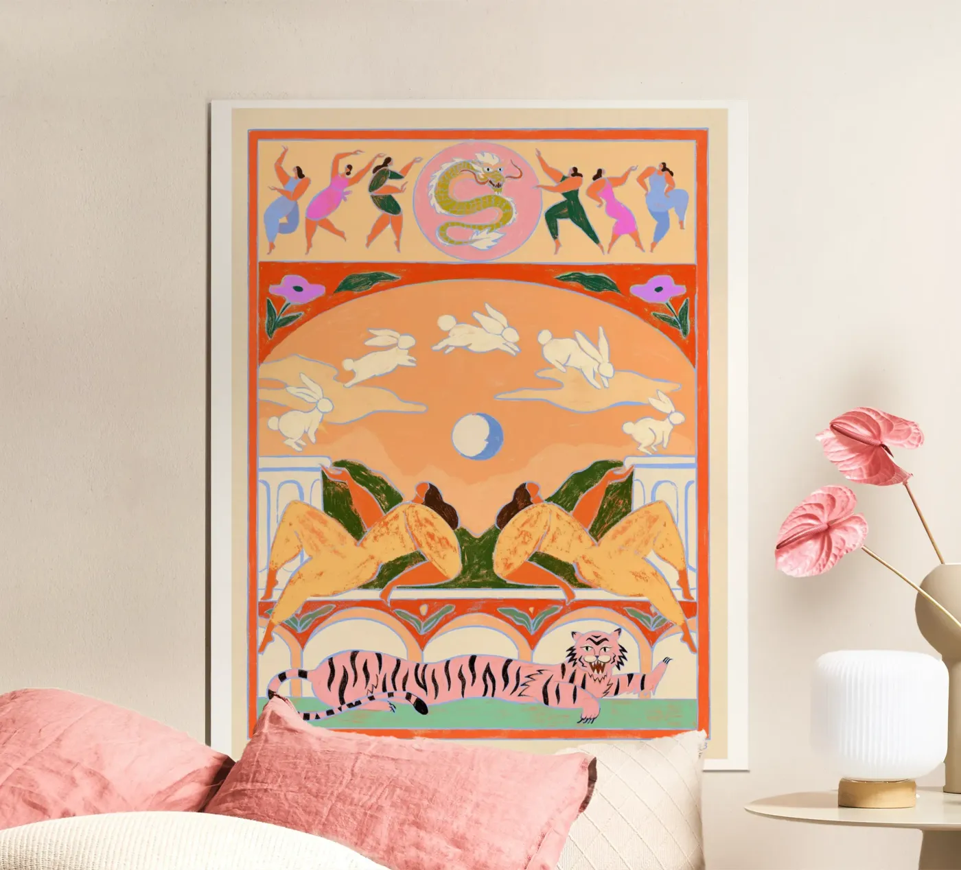 Rabbit Jumps Over The Moon poster de Arty Guava