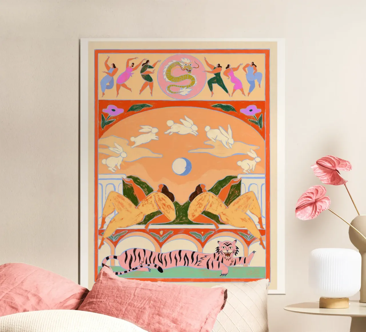 Rabbit Jumps Over The Moon poster by Arty Guava