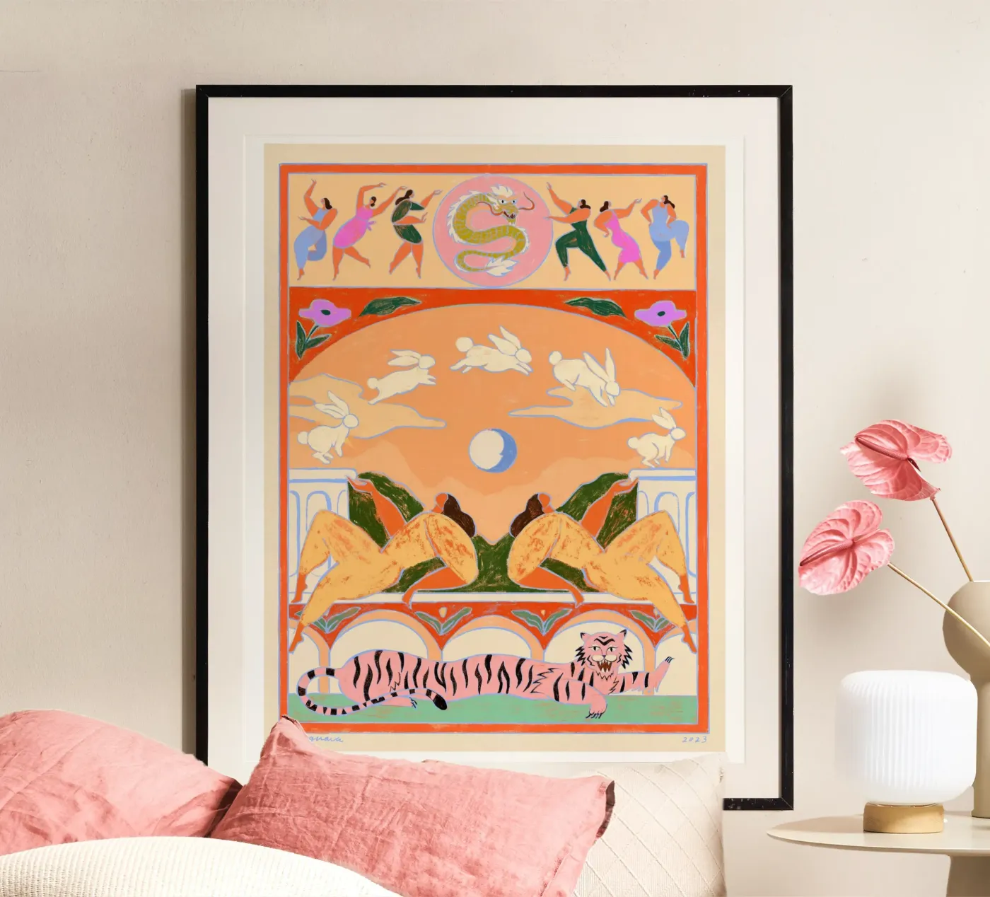 Rabbit Jumps Over The Moon poster de Arty Guava