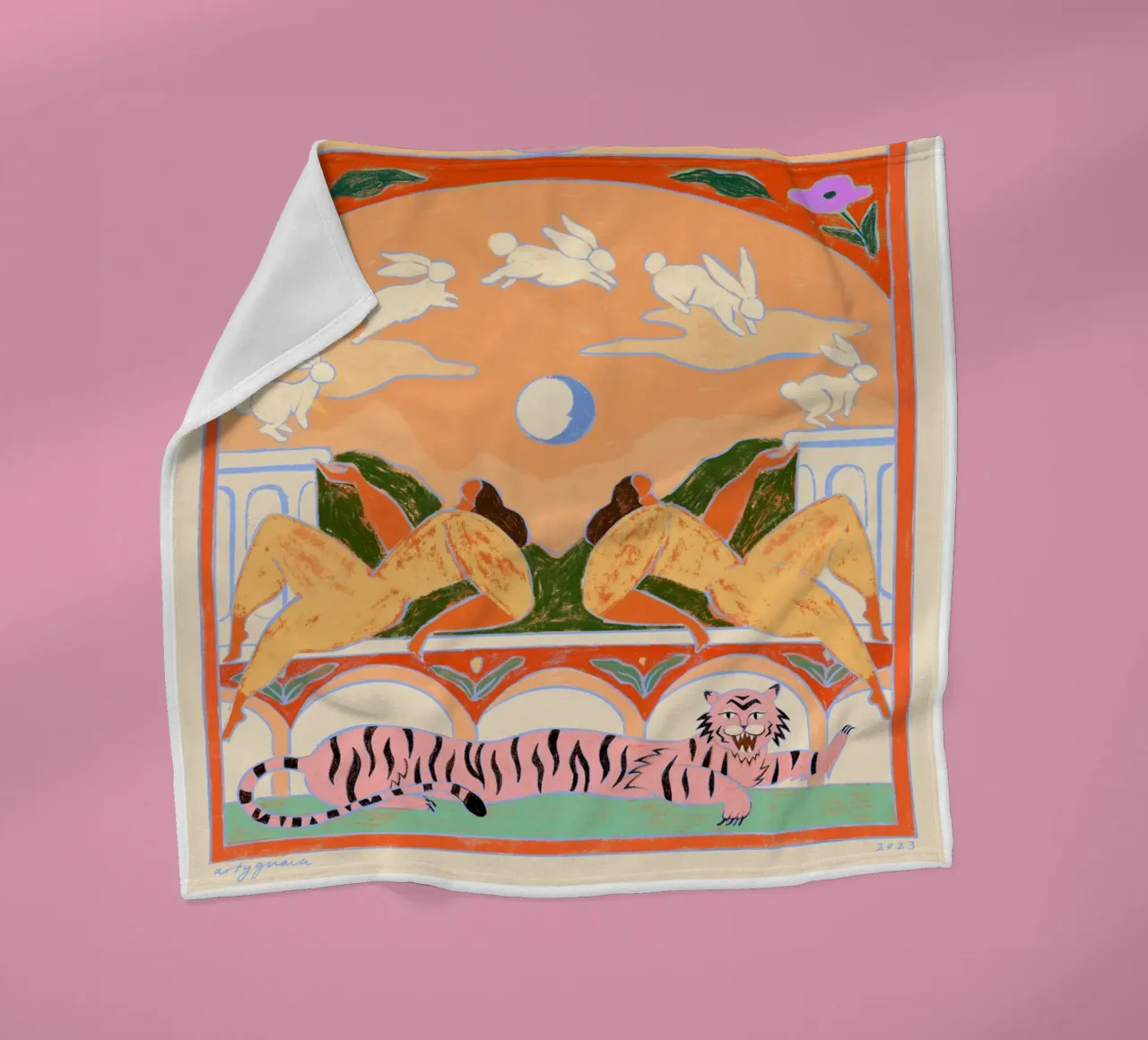 Rabbit Jumps Over The Moon coperta in pile da Arty Guava