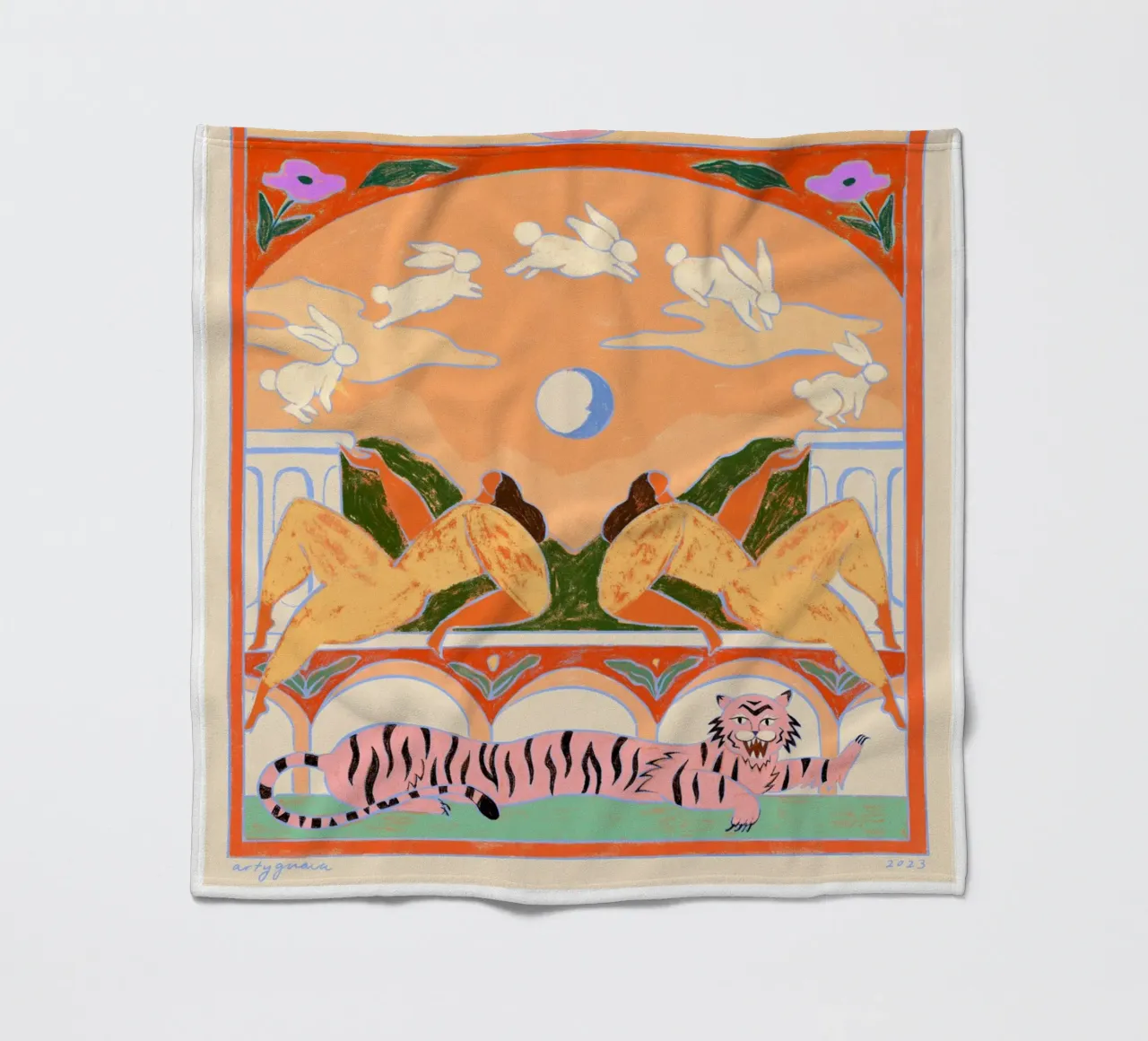 Rabbit Jumps Over The Moon coperta in pile da Arty Guava