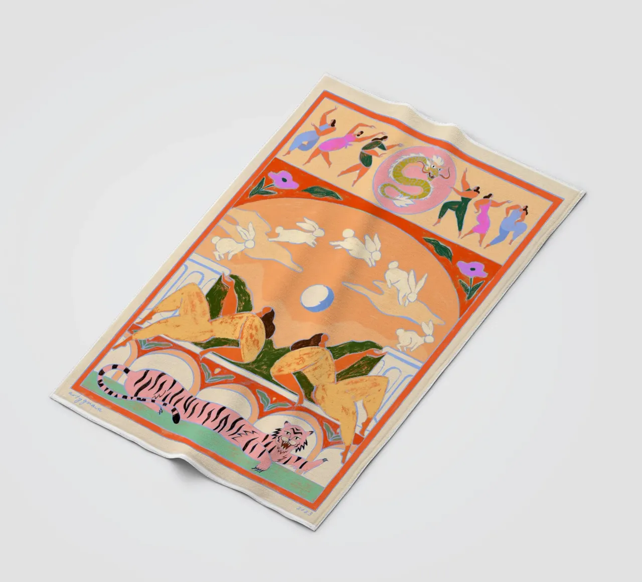 Rabbit Jumps Over The Moon coperta in pile da Arty Guava