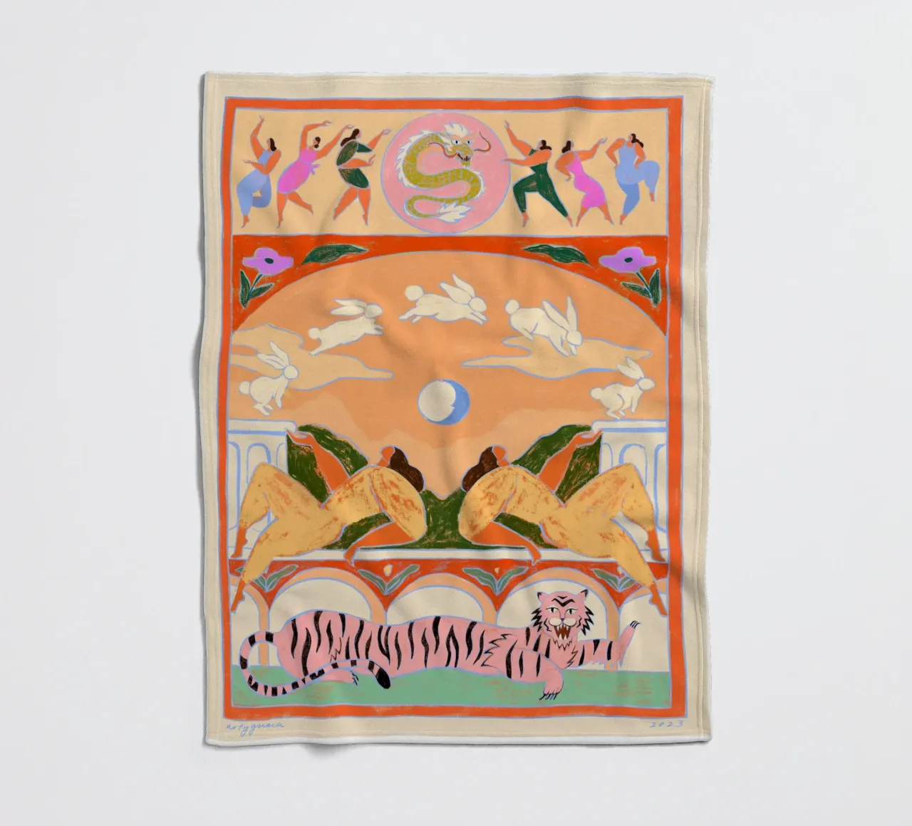 Rabbit Jumps Over The Moon coperta in pile da Arty Guava