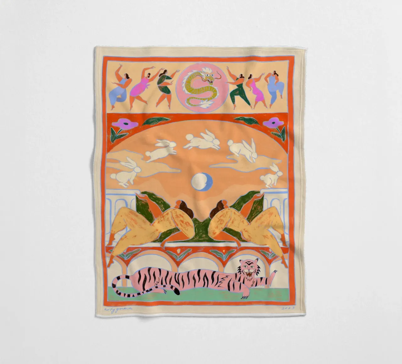 Rabbit Jumps Over The Moon coperta in pile da Arty Guava