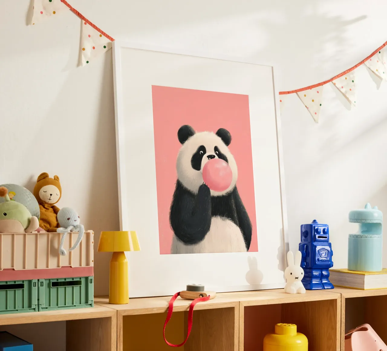 Pop Goes the Panda poster con telaio in alluminio da Kiara
