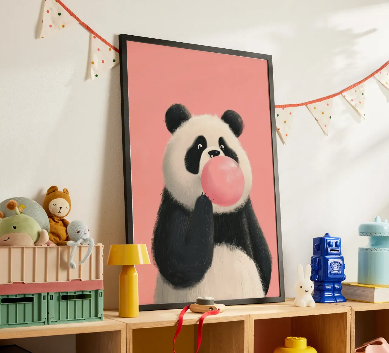 Pop Goes the Panda poster con telaio in alluminio da Kiara