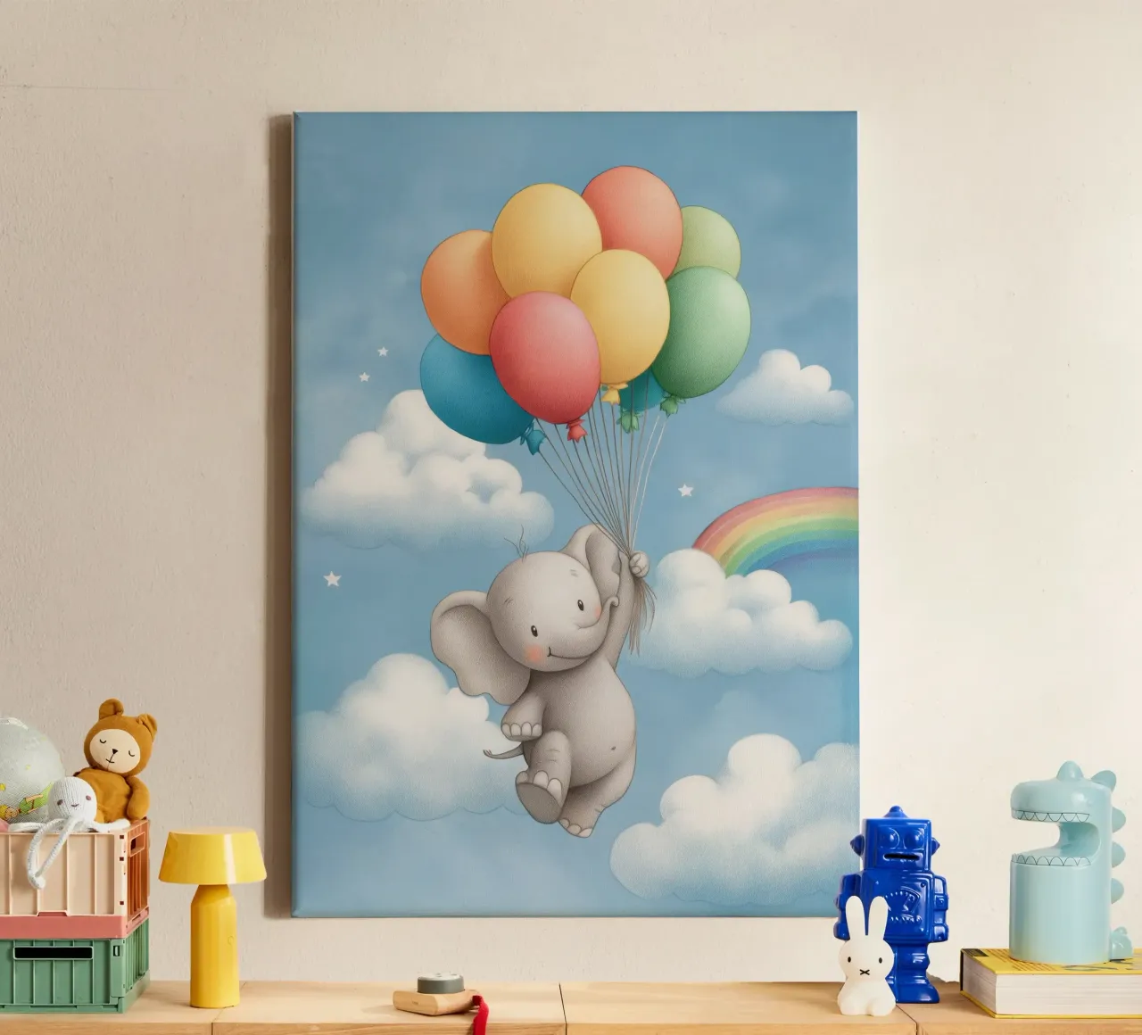 Up, Up, Elephant! tela con Cornice a cassetta da Kiara