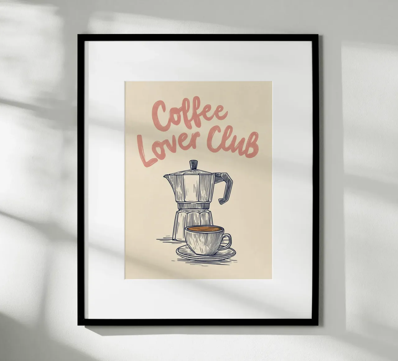 Caffè amore look retrò poster con telaio in alluminio da Carinaprint