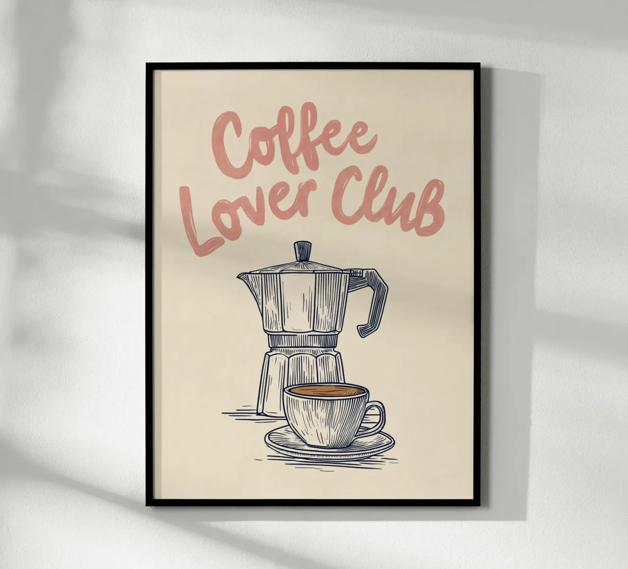 Caffè amore look retrò poster con telaio in alluminio da Carinaprint