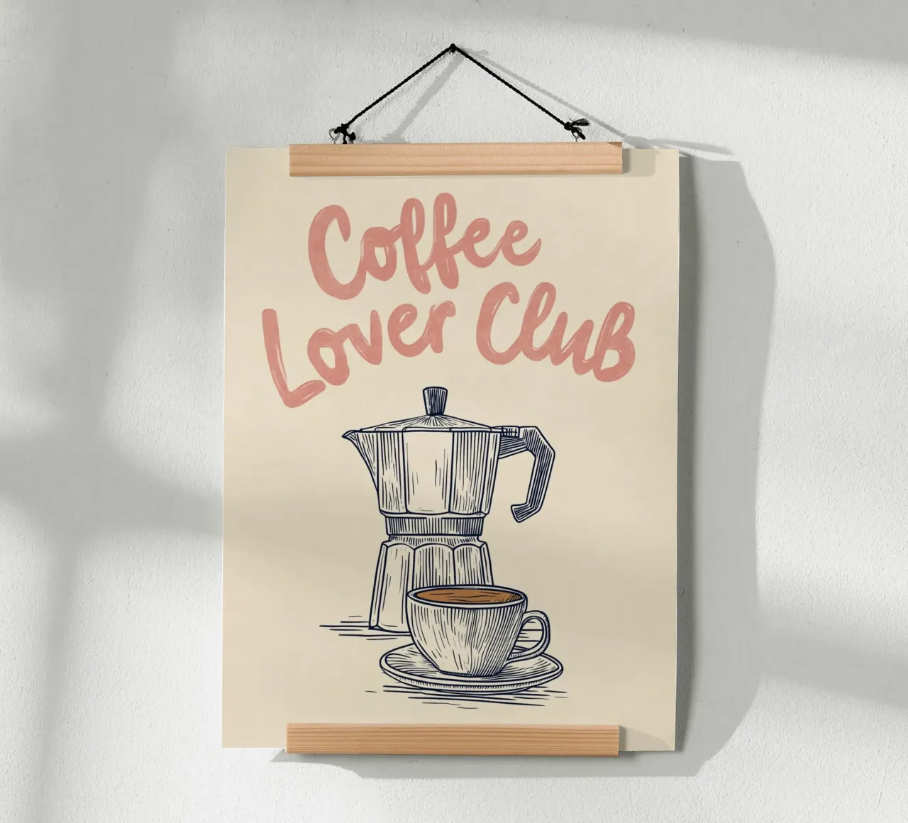 Caffè amore look retrò poster con telaio in alluminio da Carinaprint