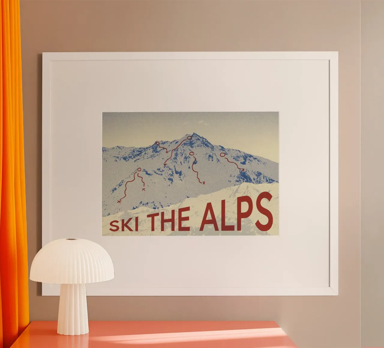 montagna sci neve poster con telaio in alluminio da Craig Harris