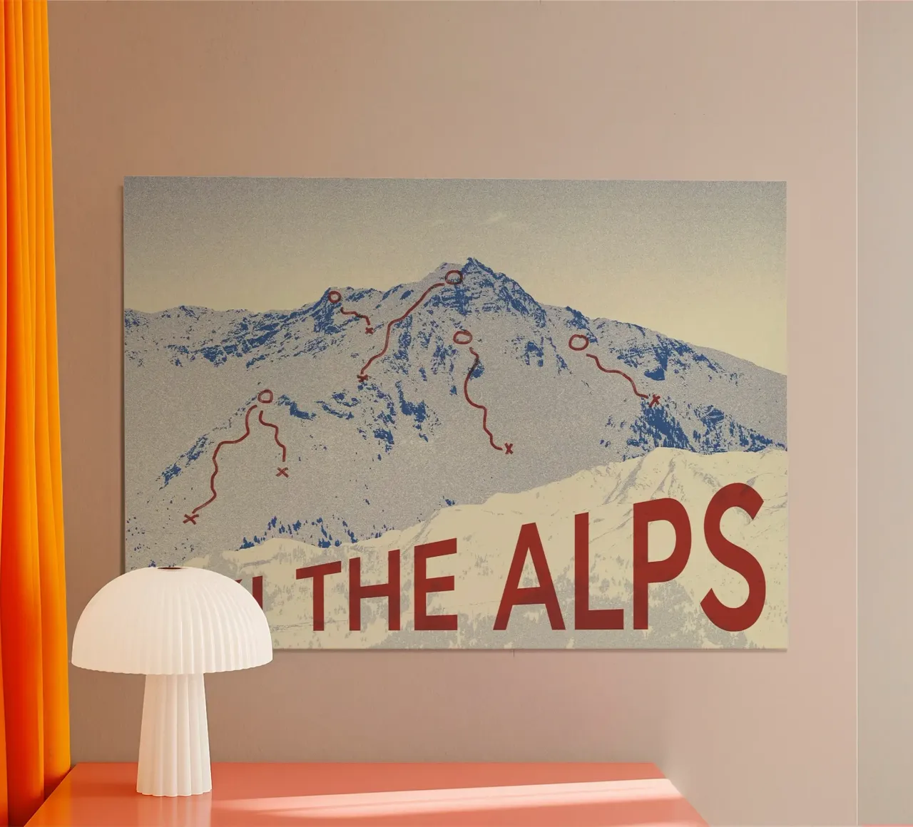 montagna sci neve poster con telaio in alluminio da Craig Harris