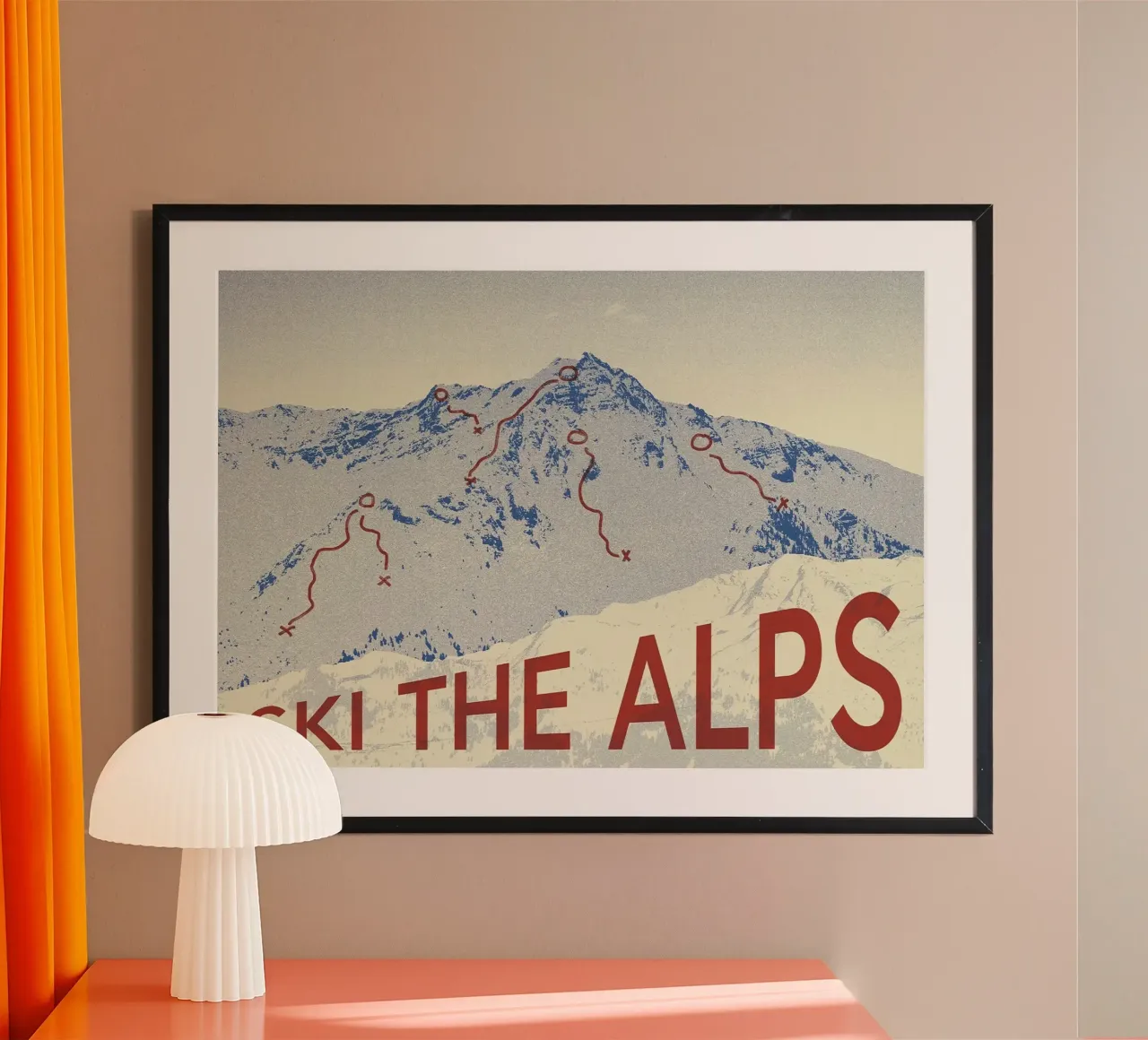 montagna sci neve poster con telaio in alluminio da Craig Harris