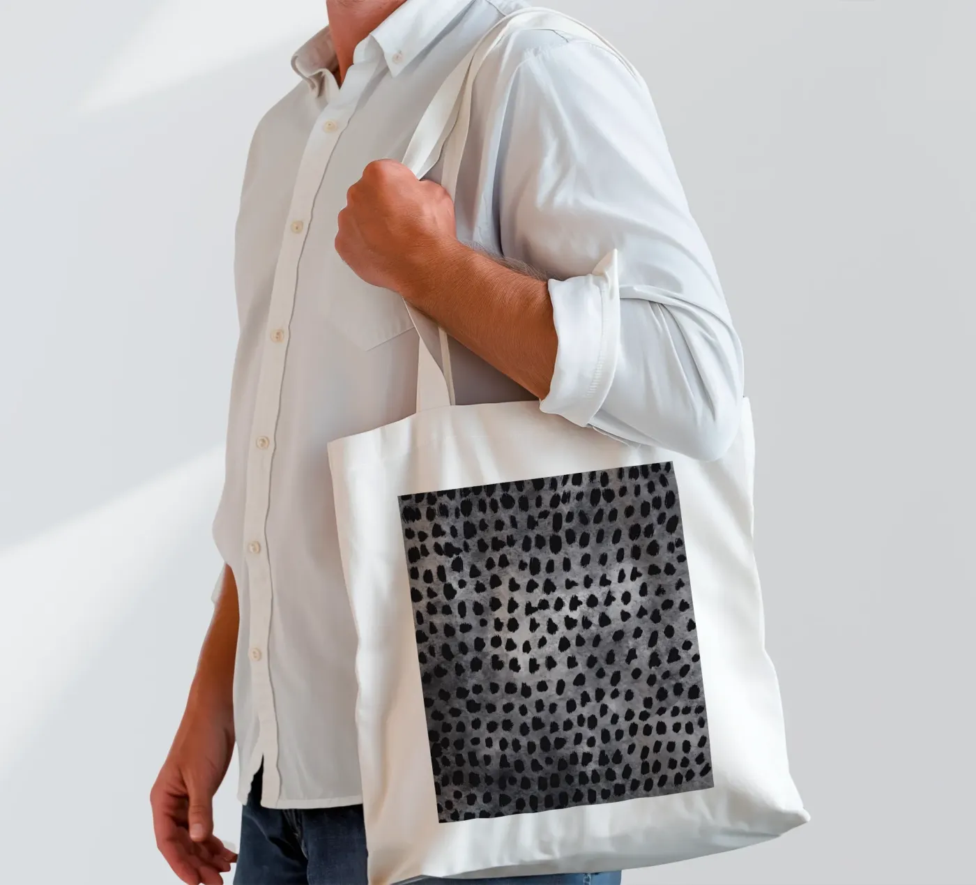 Tiny brushstrokes pattern 04 tote bag by Little Dean
