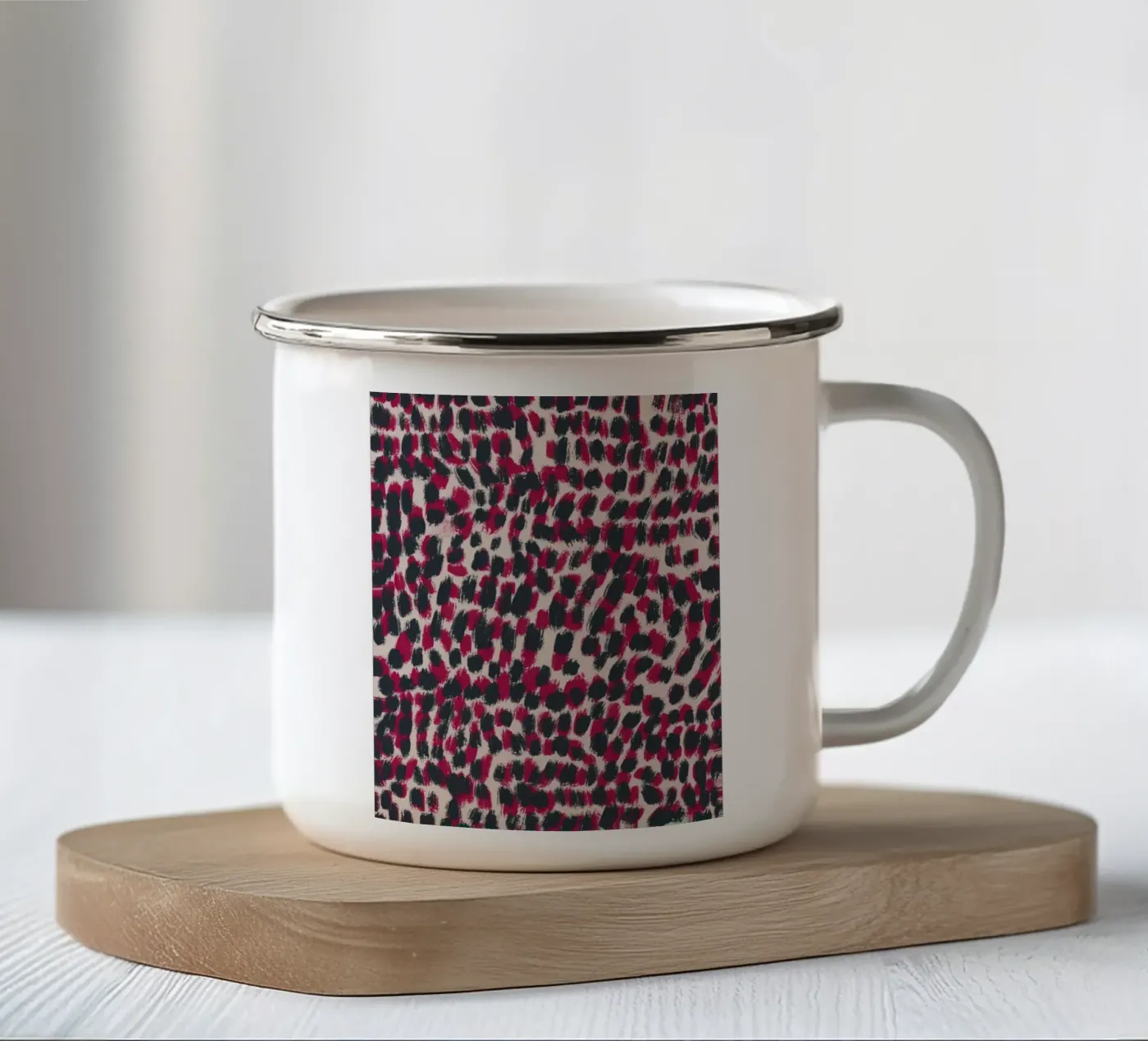 Tiny brushstrokes pattern 07 enamel mug by Little Dean