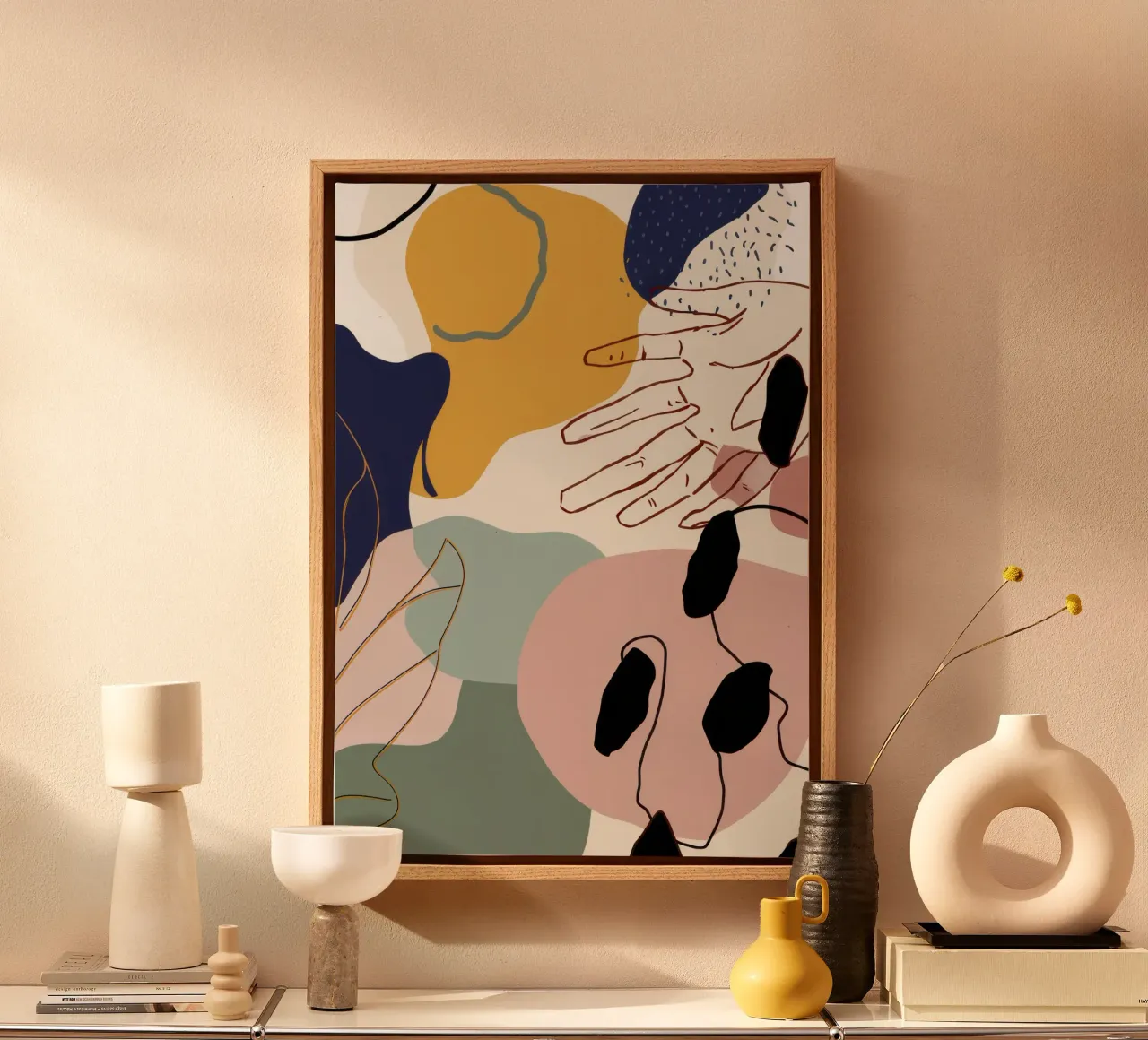 Forme lineari astratte tela con Cornice a cassetta da Irish Strokes