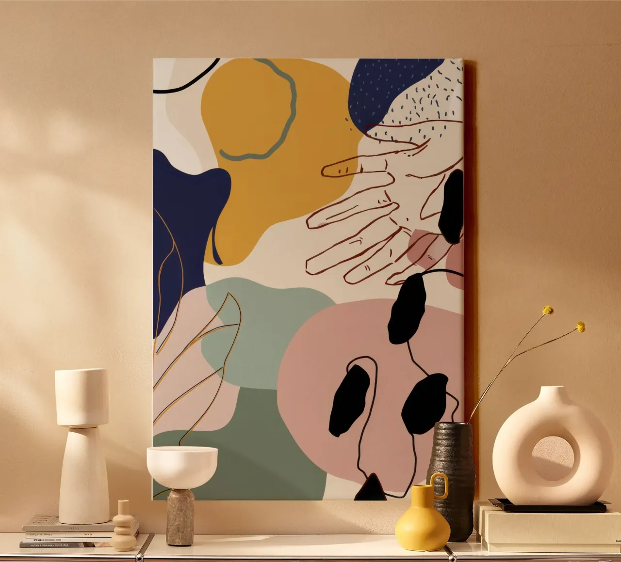 Forme lineari astratte tela con Cornice a cassetta da Irish Strokes