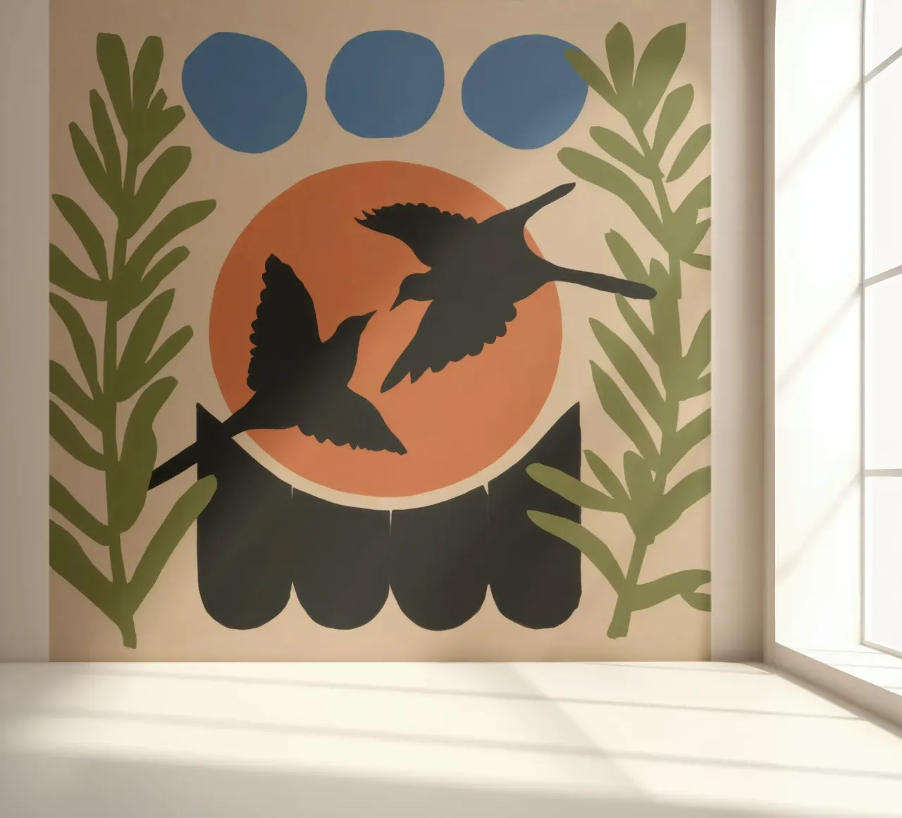 Zwaluwen in de zon fotobehang van Luna Aura