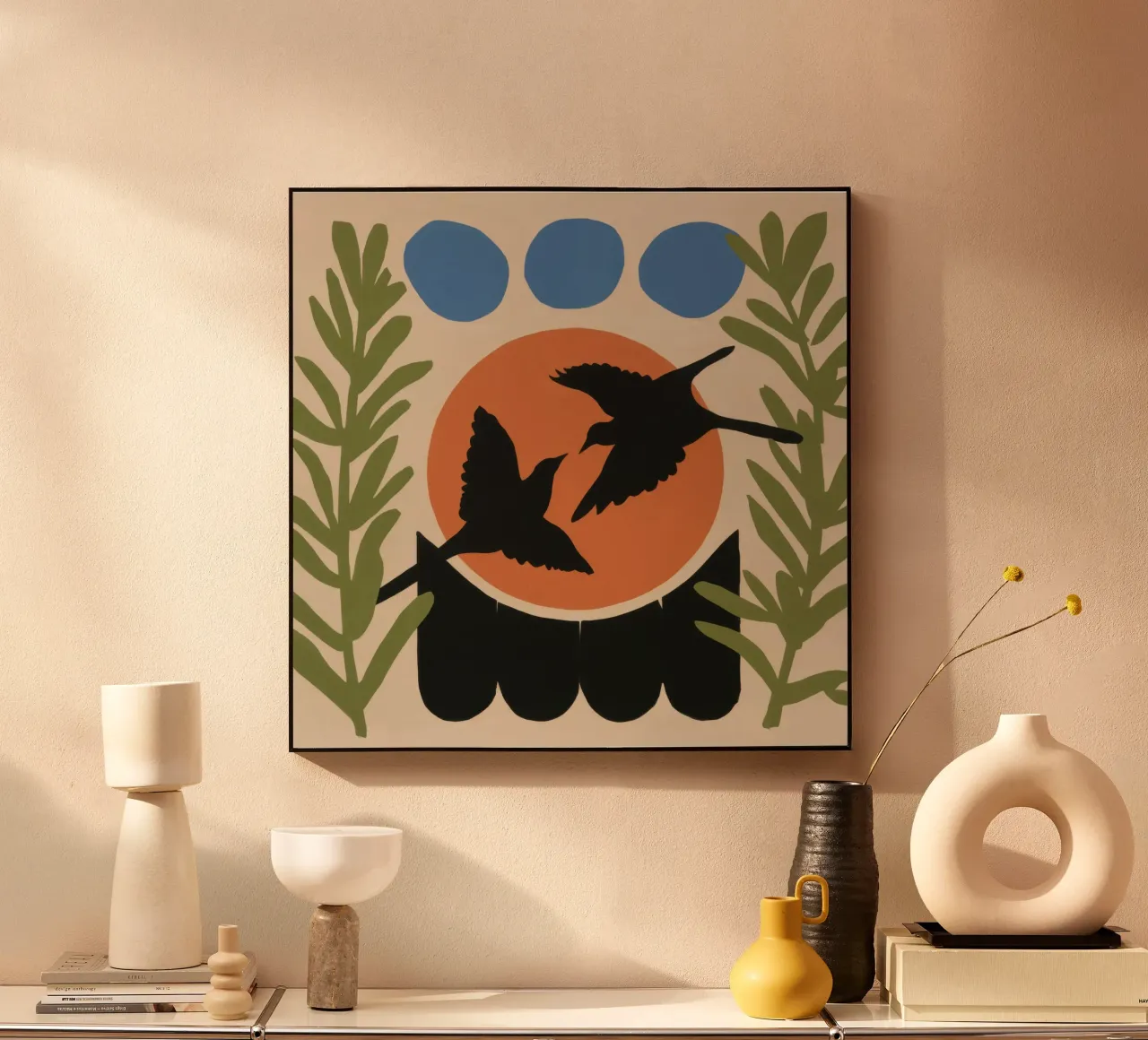 Zwaluwen in de zon acryl van Luna Aura
