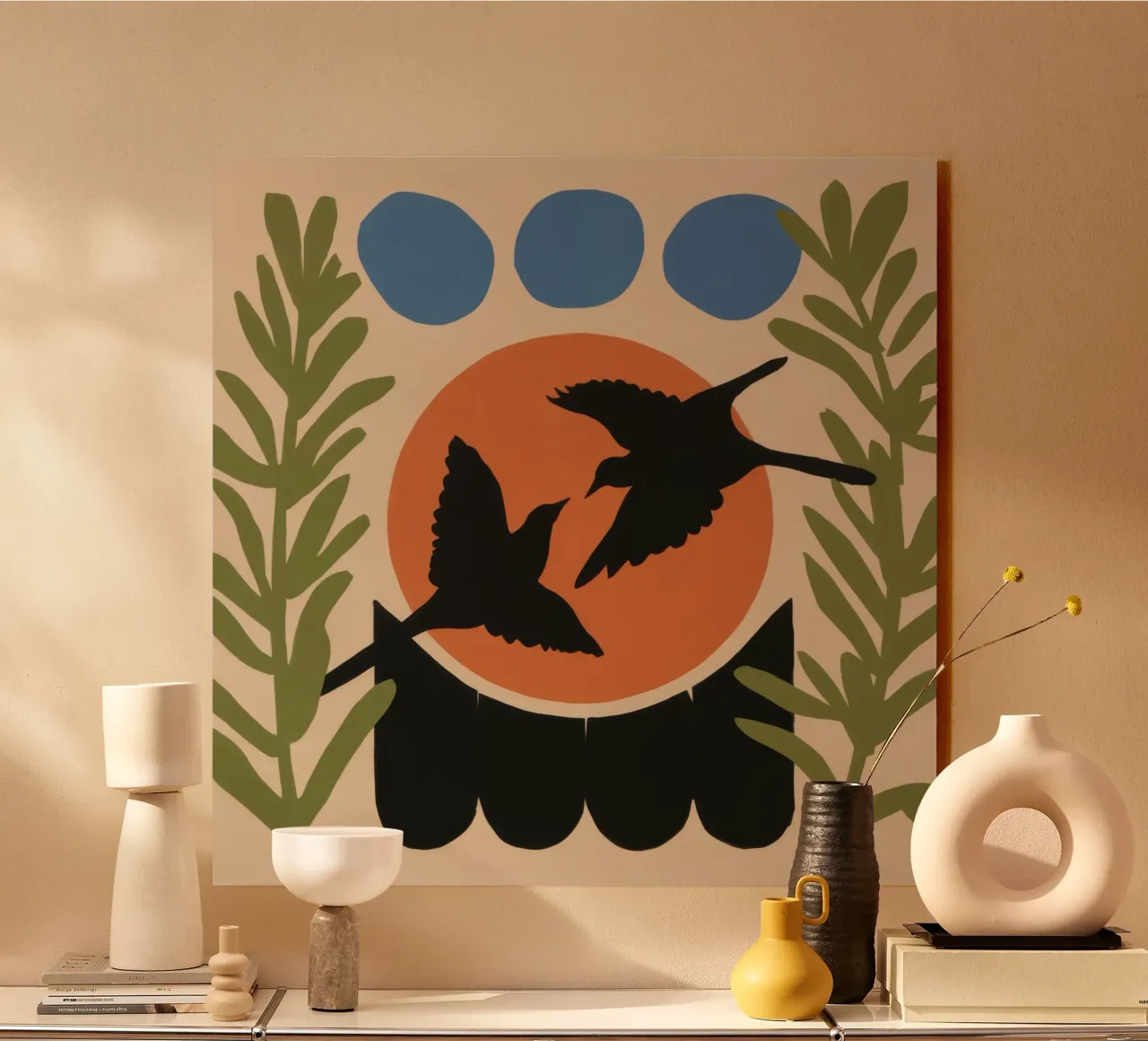 Zwaluwen in de zon acryl van Luna Aura