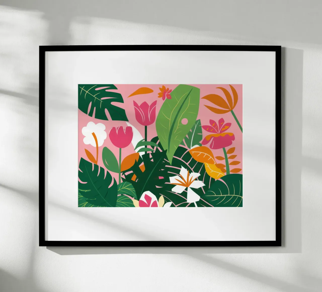 Rosa tropicale lussureggiante poster con telaio in alluminio da Irish Strokes