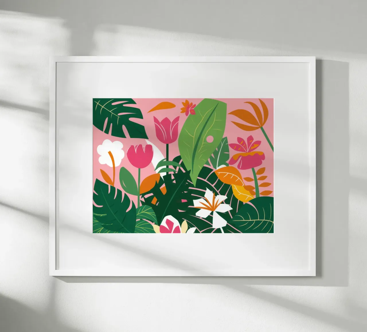 Rosa tropicale lussureggiante poster con telaio in alluminio da Irish Strokes