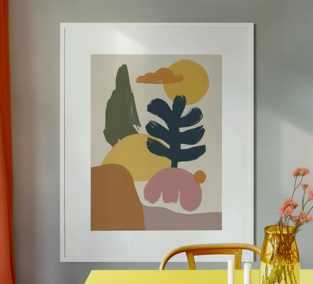 Forme di paesaggio botanico poster con telaio in legno da Luna Aura