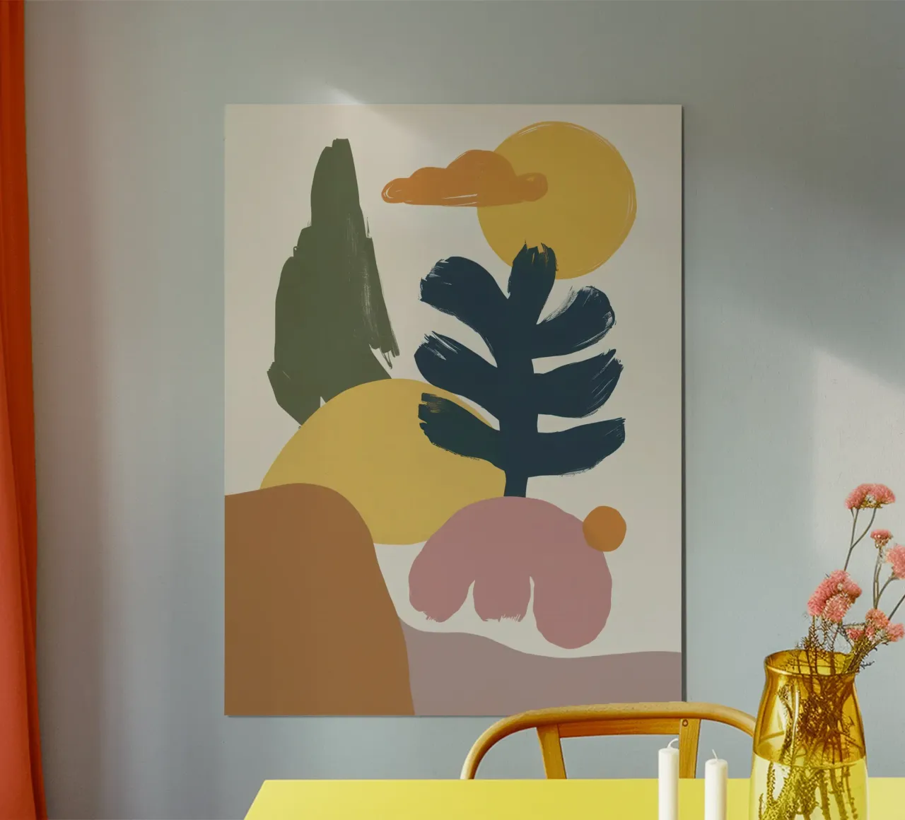 Forme di paesaggio botanico poster con telaio in legno da Luna Aura