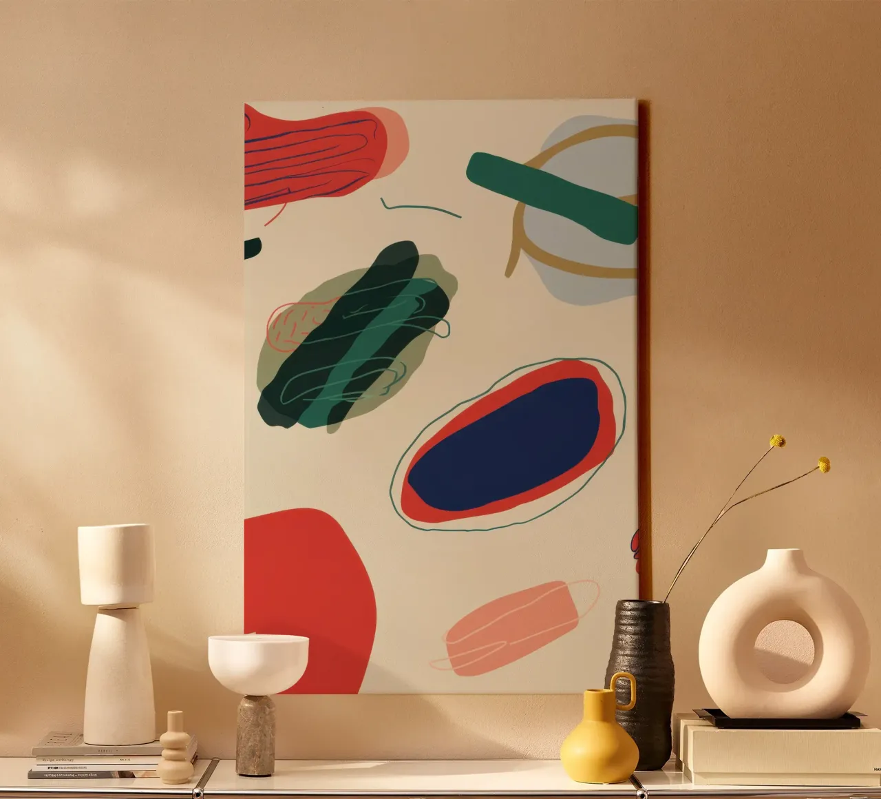 Forma astratta su tappeto tela con Cornice a cassetta da Irish Strokes