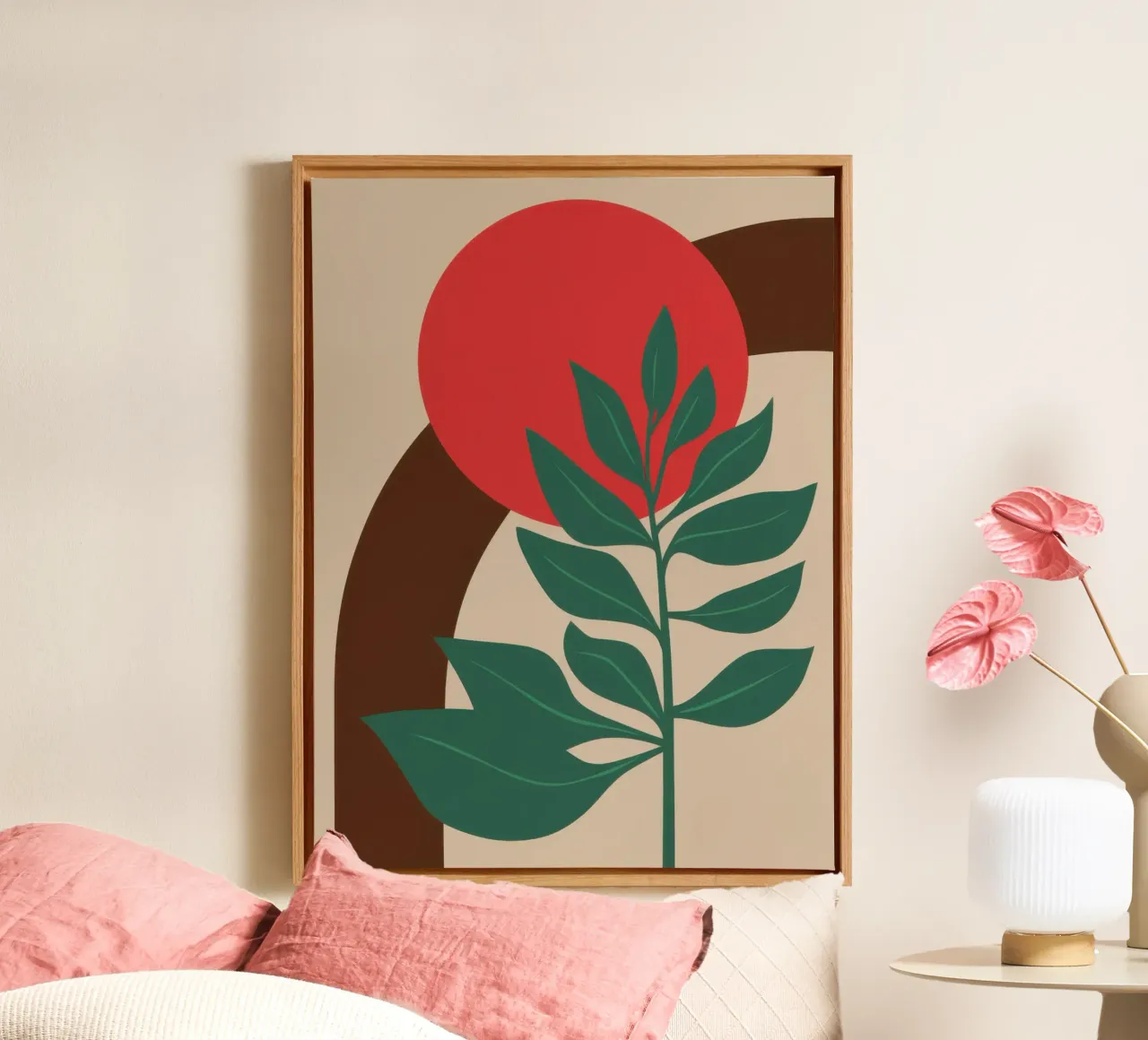Simple Botanical Form canvas with Floater frame by Irish Strokes