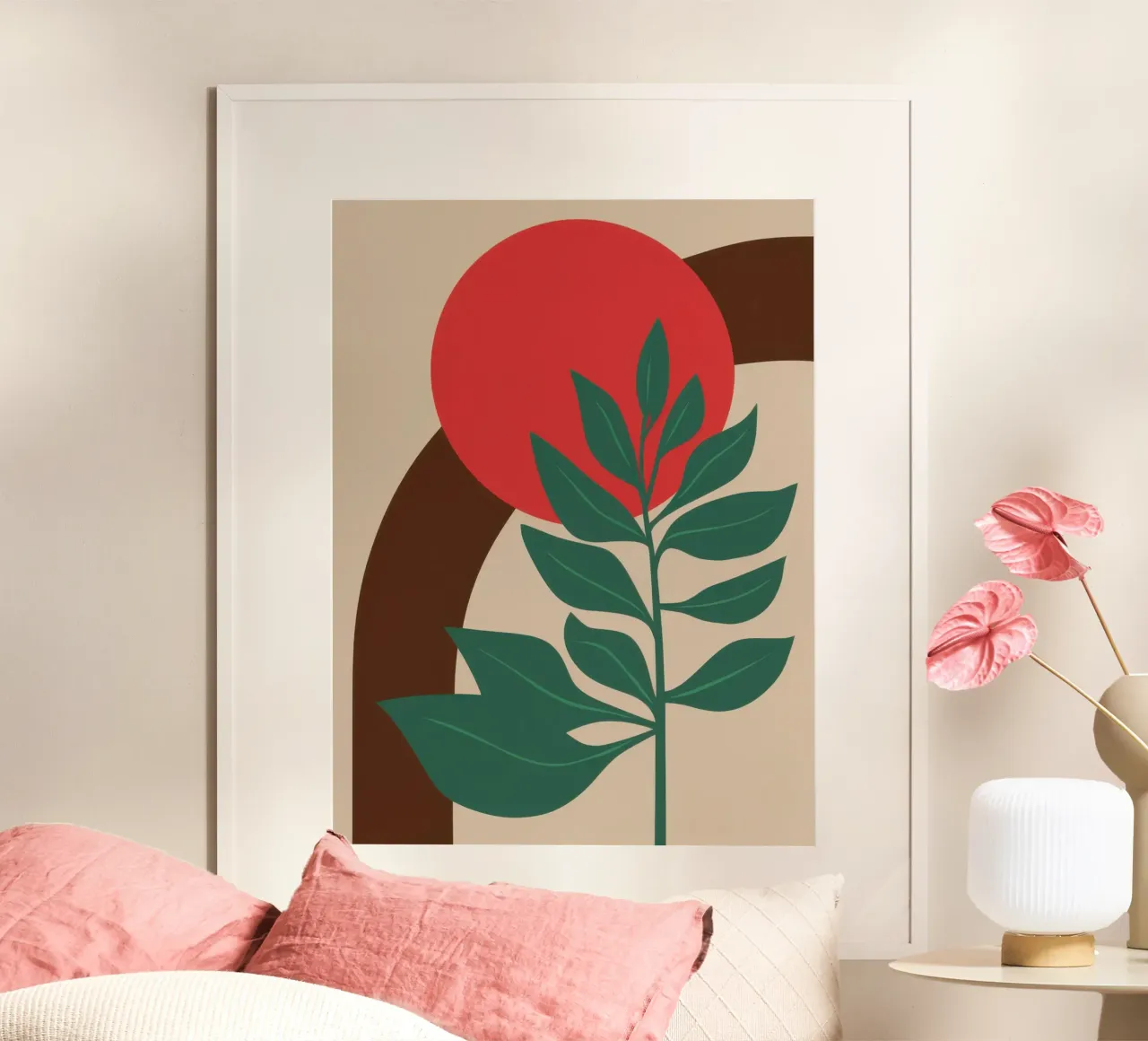 Forma botanica semplice poster con telaio in legno da Irish Strokes
