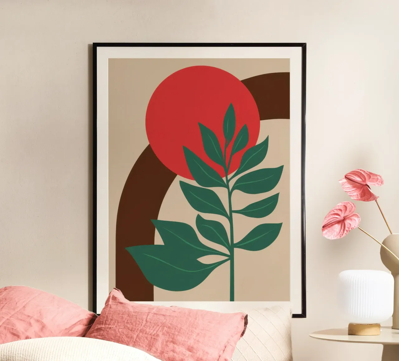 Forma botanica semplice poster con telaio in legno da Irish Strokes