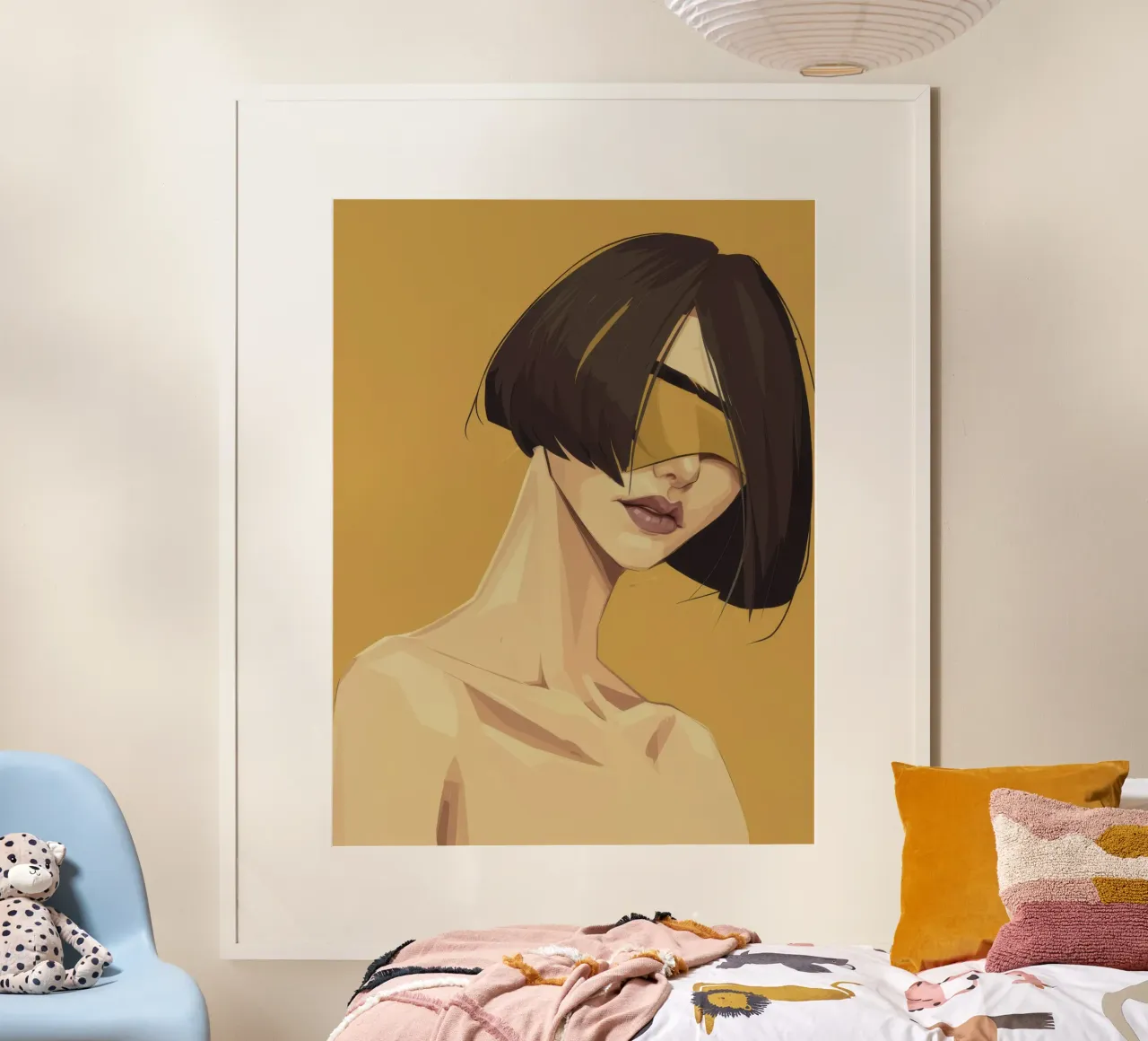 Sguardo dei capelli illuminato dal sole poster con telaio in plastica da Luna Aura