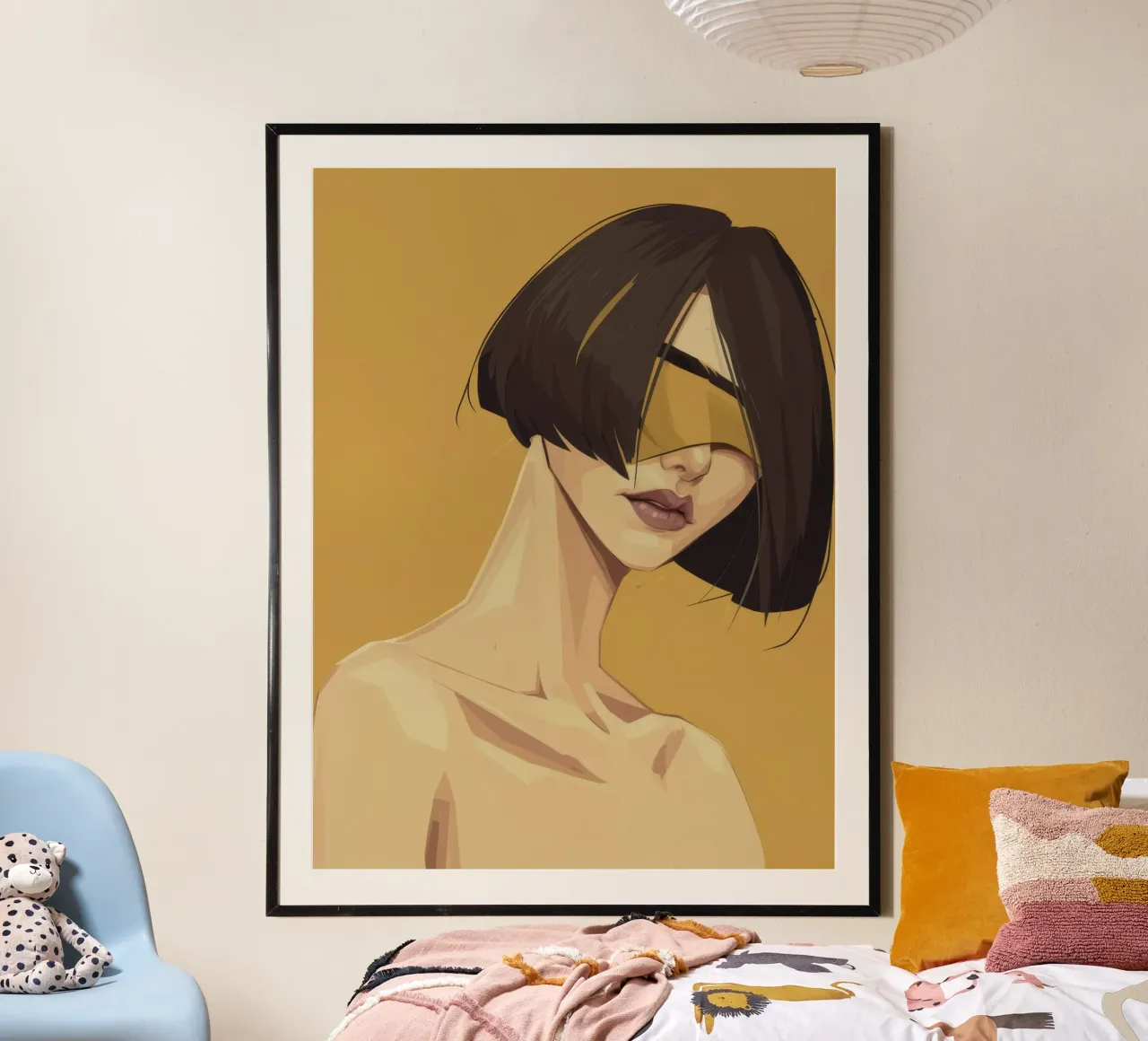Sguardo dei capelli illuminato dal sole poster con telaio in plastica da Luna Aura