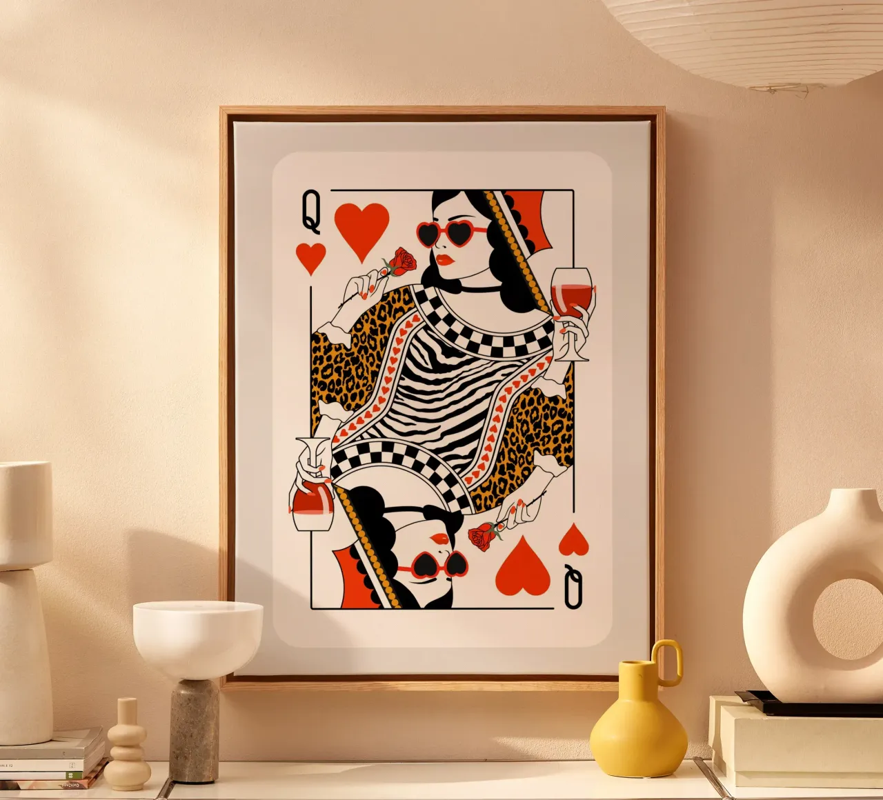 Queen Of Hearts canvas with Floater frame by Asha Designs