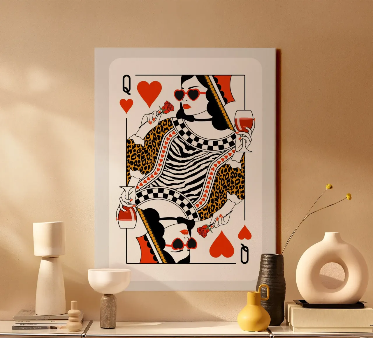 Queen Of Hearts canvas with Floater frame by Asha Designs