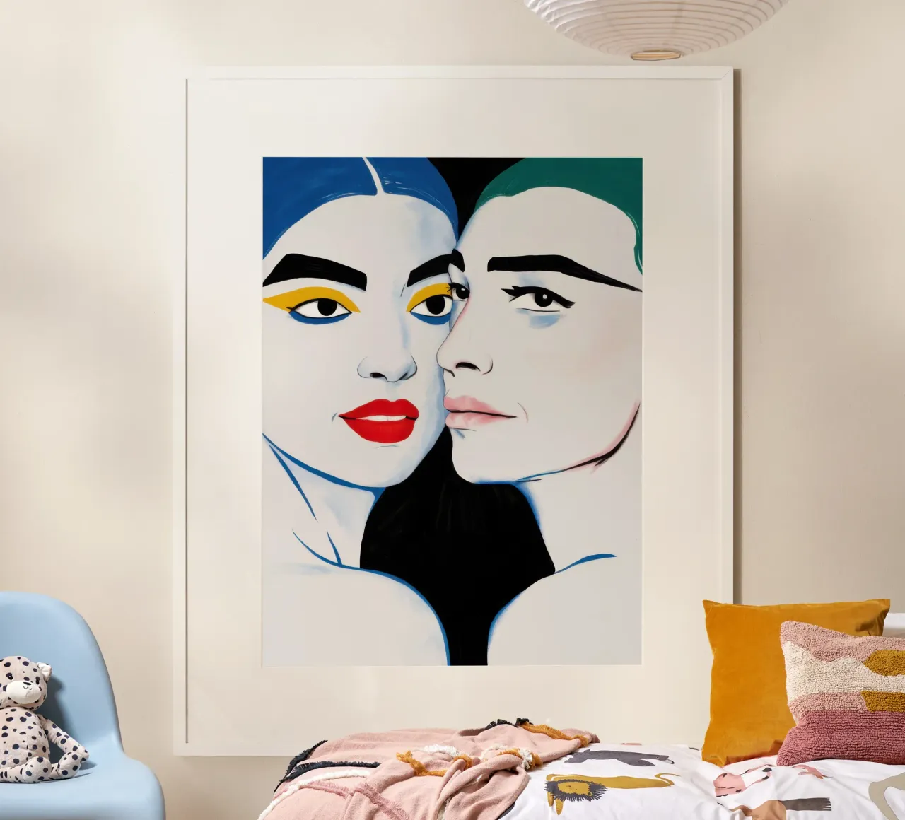 Doppio ritratto intimo poster con telaio in legno da Luna Aura
